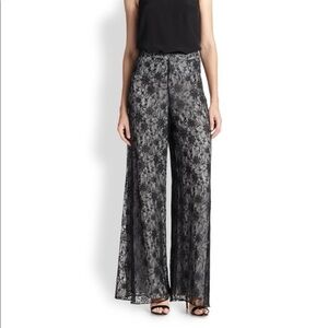 Alice & Olivia Black Lace wide leg trousers, size 0